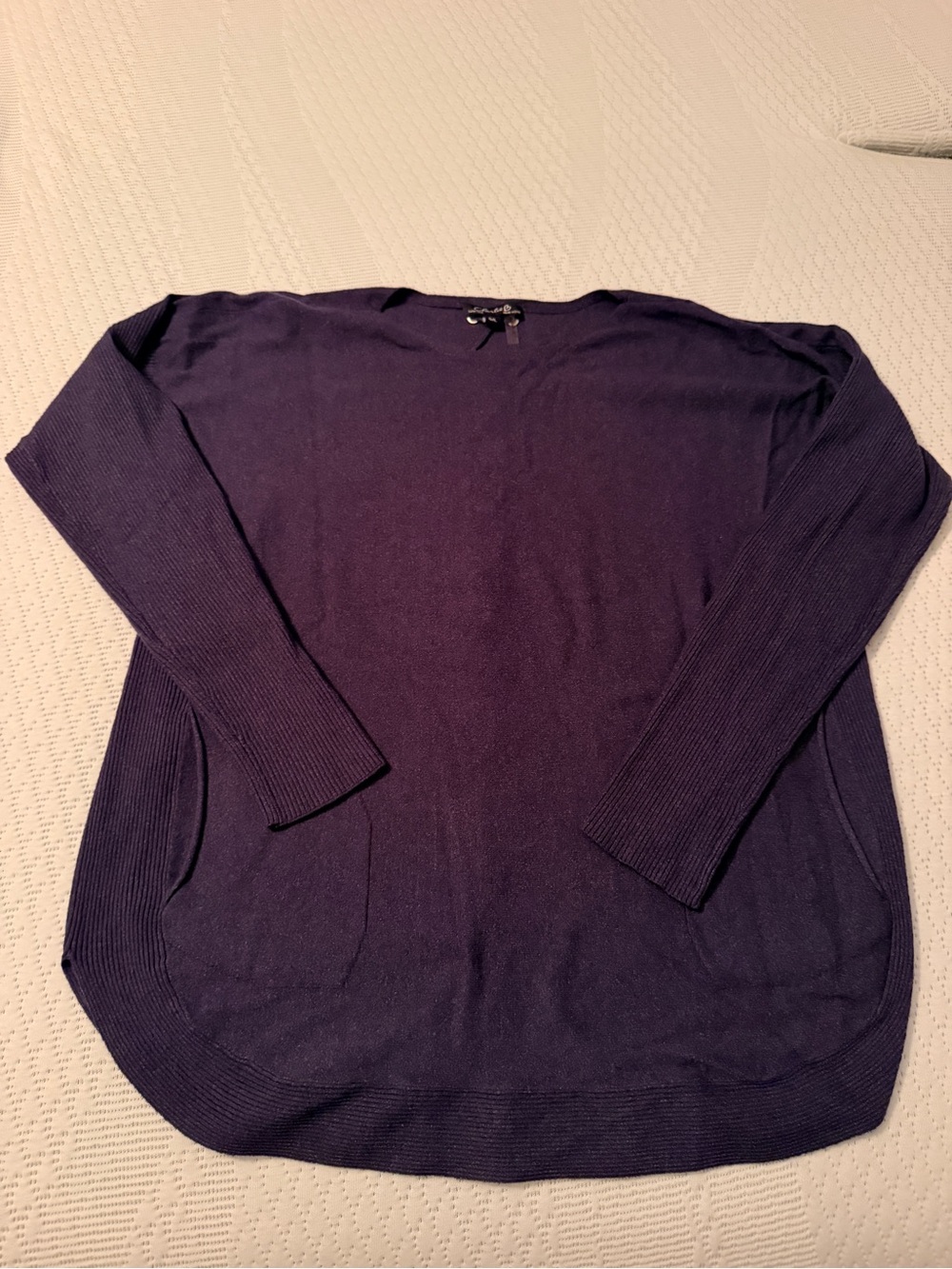 CHARLIE B Navy Scoop Neck Lightweight Knit Top